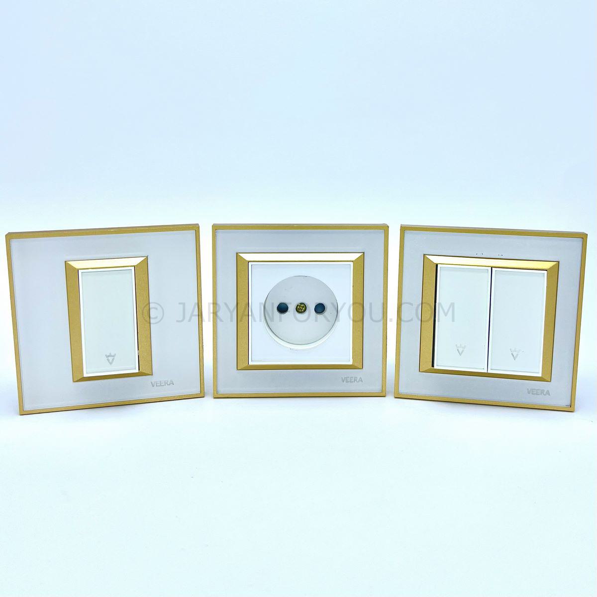 ویرا الکتریک - پرو - سفید طلایی کلاسیک کلید و پریز ویرا پرو سفید/طلایی - Image 1