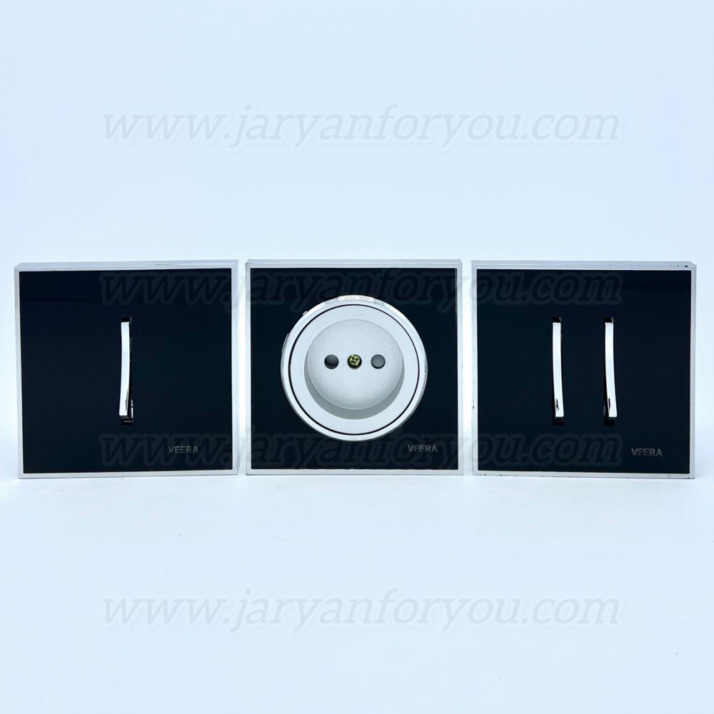 IMG_6458 - JRYN کلید و پریز ویرا خطی نقره ای/مشکی/استیل - Image 1