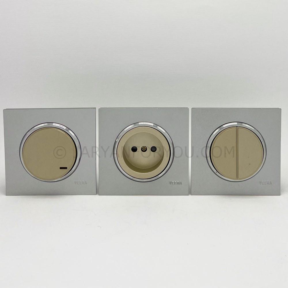 IMG_8301 - JRYN کلید و پریز ویرا آلفا بژ/استیل/نقره ای گلس - Image 1