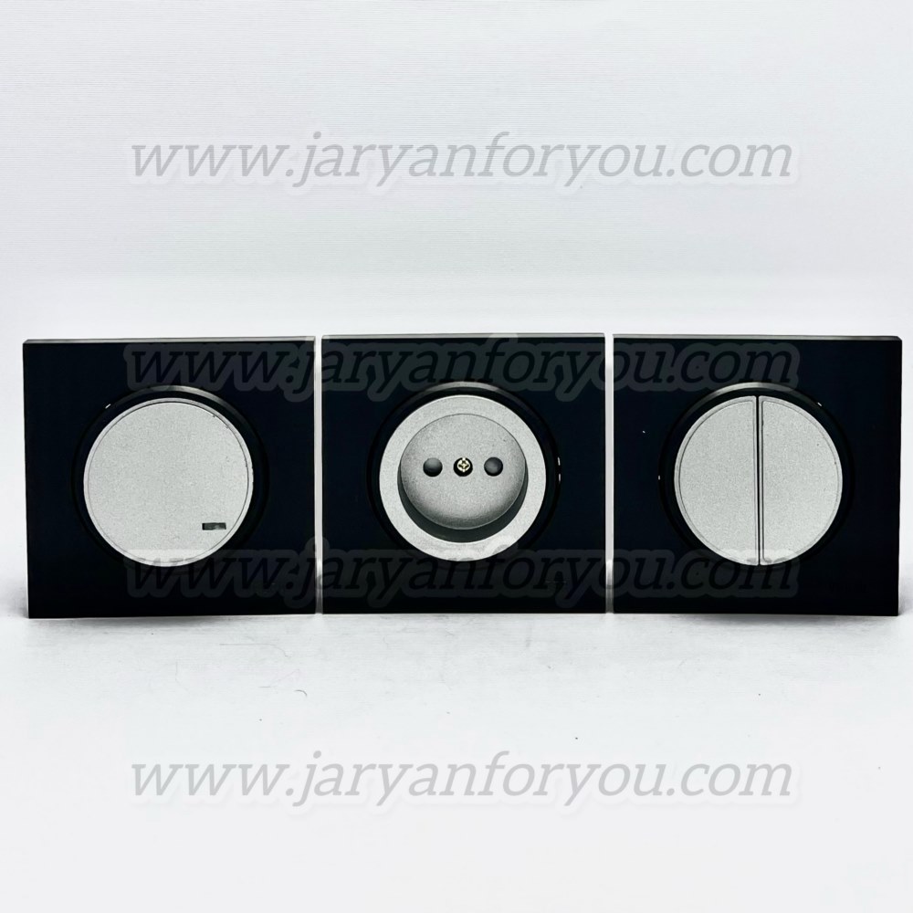 IMG_8395 - JRYN کلید و پریز ویرا آلفا نقره ای/مشکی/مشکی گلس - Image 1