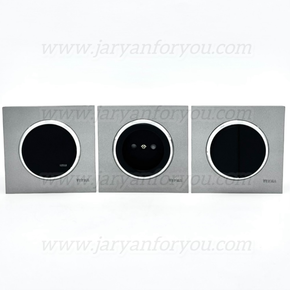 IMG_8397 - JRYN کلید و پریز ویرا آلفا مشکی/استیل/نقره ای - Image 1