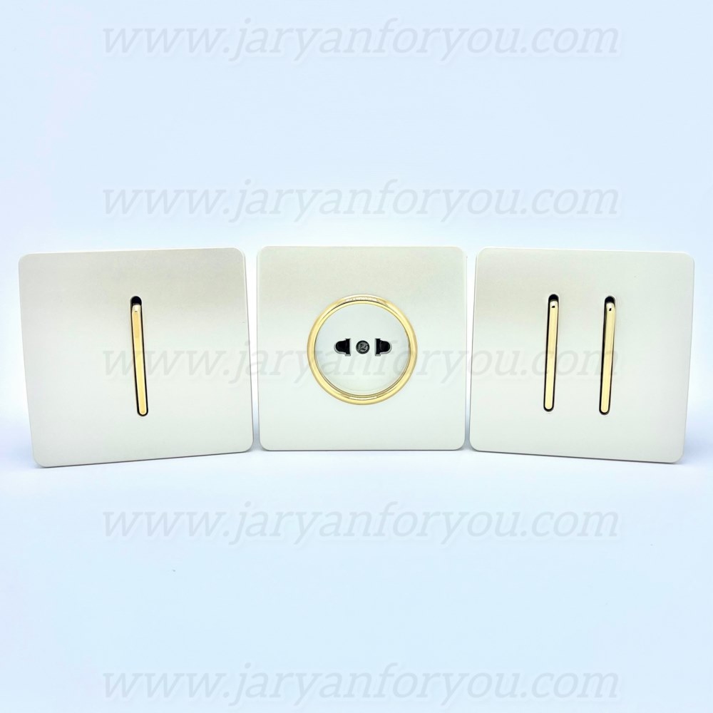 k2 - JRYN کلید و پریز آسیا خطی سفید طلایی - Image 1