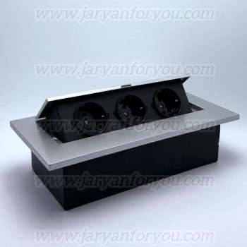 پریز مخفی کابینتی 3پریز وارداتی نقره ای